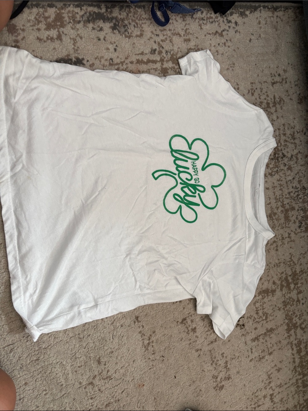 White Kids' "Lucky" Graphic Tee with Green Clover